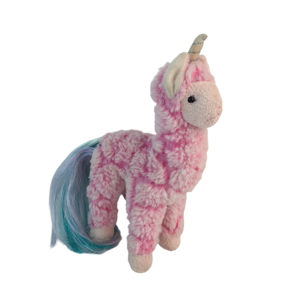 Douglas Plush Llamacorn 8 Inch Pink White Marbled Tinsel‎ Tail Unicorn Llama